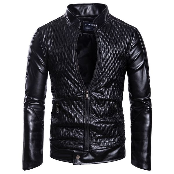 

men's leather faux clothing fashion casual outdoor trend locomotive pure color comfortable coat jacket 220927, Black
