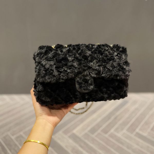 

hairy chain bag fashion shoulder designer brand chains bags handbags women letter purse phone bag wallet crossbody totes