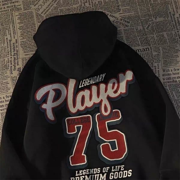 

women's hoodies sweatshirts american style brand street digital printing hooded sweater men women couples autumn winter thickening stud, Black