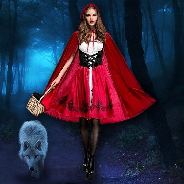 

theme costume ataullah little red riding hood adault cosplay halloween wicca cloak for woman carnival party queen dress dw003 220926, Black;red