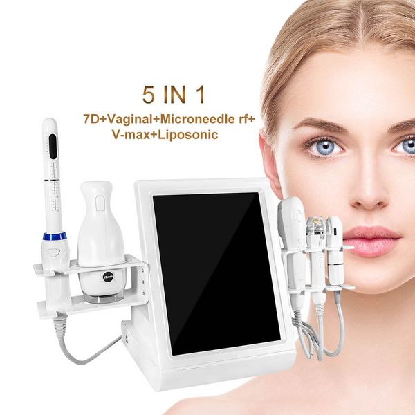 

multi-functional beauty equipment 6 in 1 7d hifu rf microneedle vmax face lifting fat burning acne radio frequency skin tightening machine e