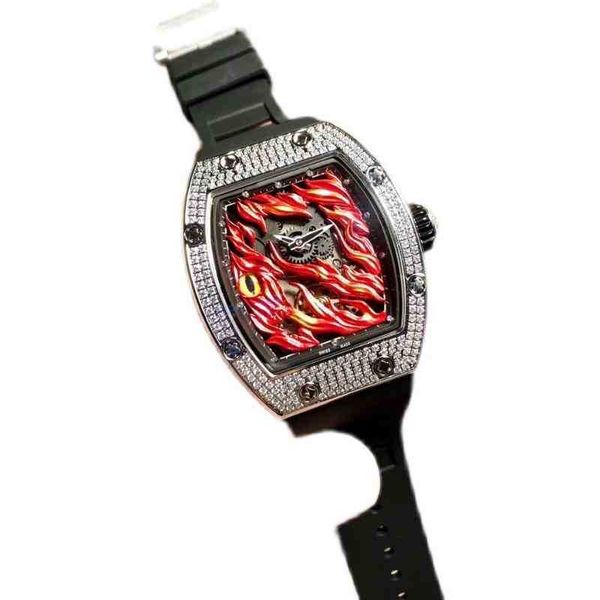 

watches wristwatch luxury richa milles designer men's diamond studded sky star fully automatic mechanical watch luminous fashion tape p, Slivery;brown