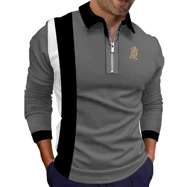 

men's polos shirts fashion brand 5 styles sport and leisure long sleeve zipper shirt polo male polos para hombre 220927, White;black
