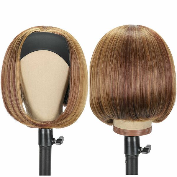 

popular ombre highlight wig synthetic short straight bob wigs full machine made wig, Black