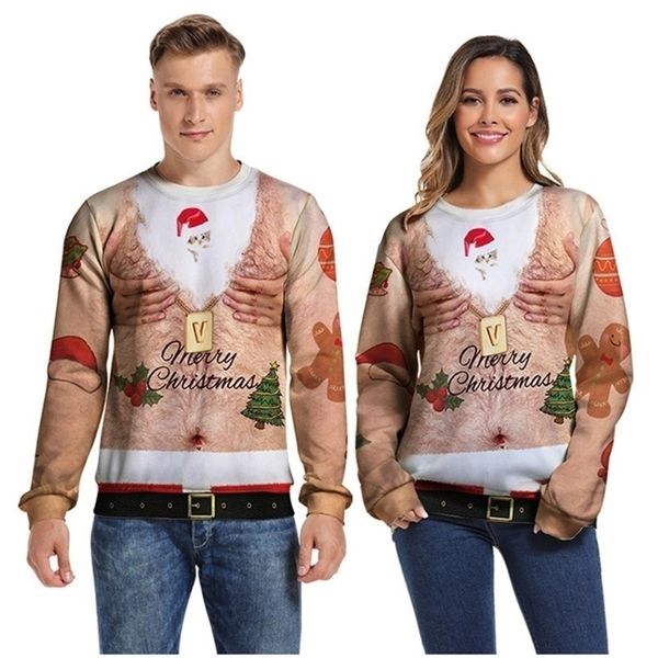 

men's sweaters ugly christmas sweater pullover sweaters jumpers men women crewneck long sleeve hoody spoof 3d print clothes 220928, White;black