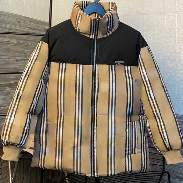

b mens down jacket burb plaid zipper designer hoodie man classic embroidered cardigan coat women winter warm, Black;brown