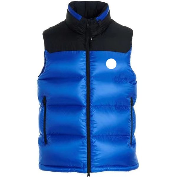

deluxe designer men's vests embroidered badges couple models ophrts mens down vestss maya warm stand collar contrast color puffer vest, Black;white