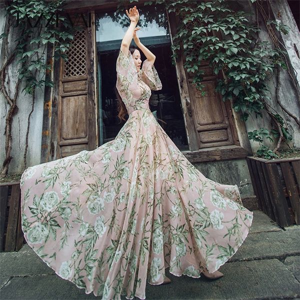 

summer romantic floral large hem romantic chiffon dress elegant female x-long socialite maxi dresses women, Black;gray