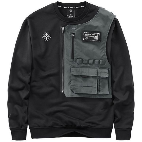 

men's hoodies sweatshirts fashion techwear hi street mechanical tactical pullover personality cargo 220928, Black