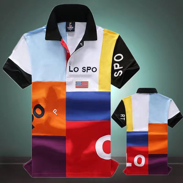 

new style lape shirt men's short-sleeved pure cotton street fashion seven-color color matching new european and american high-end hands, White;black