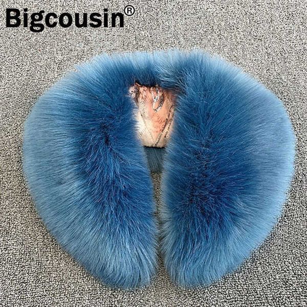 

scarves women faux fur collar 2 in 1 hook up style fluffy scarf 55cm winter jackets decor luxury neck warmer wraps y2209, Blue;gray