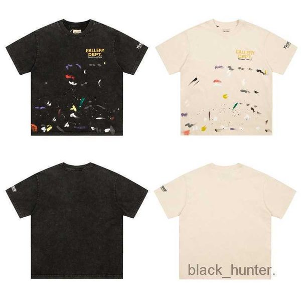 

men's t-shirts galery dept designer tee fashion brand new used washing water hand-painted graffiti printed short sleeve t-shirt, White;black