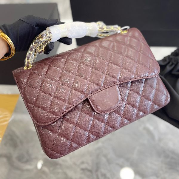

womens caviar cowhide jumbo flap bags classic diamond quilted vintage gold hardware chain shoulder crossbody handbags designer outdoor overs