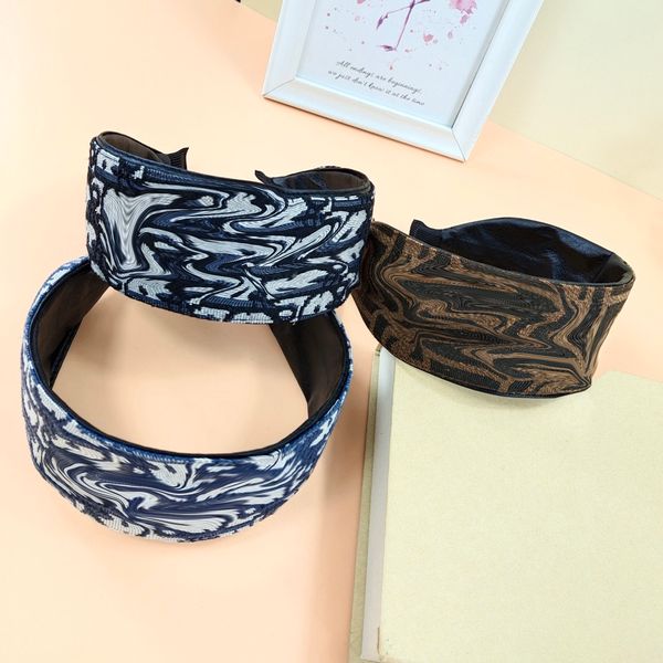 

23ss 20color brand designer letters printing bowknot headband for women korean vintage retro wide edge cloth hair hoop outdoor sports turban, Silver