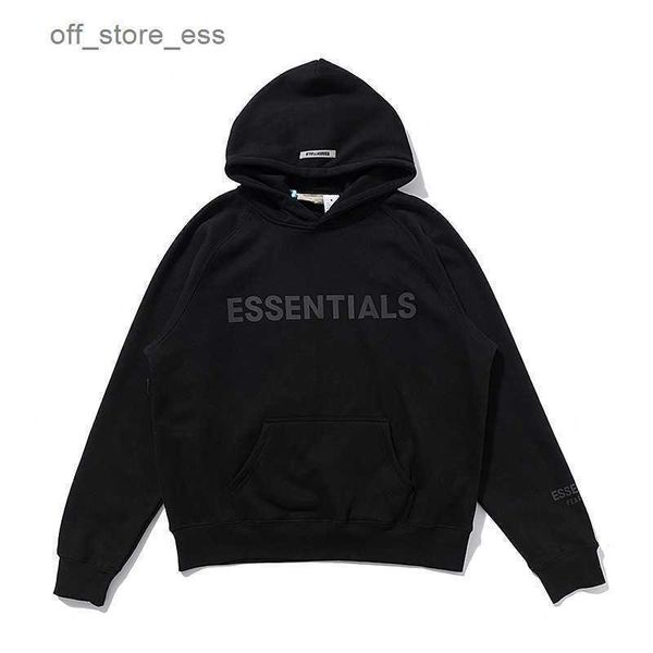 

hoodies sweatshirts men's fleece fog essentials double thread chest letter high street hoodie fear of godf0em, Black
