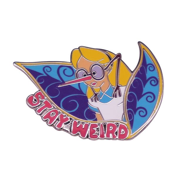 

other fashion accessories stay weird enamel pin fantasy cartoon badge collectible jewelry, Silver