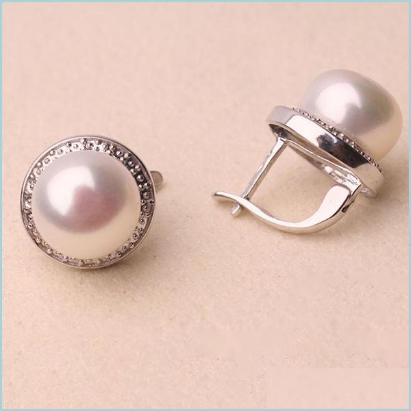 

dangle chandelier freshwater pearl stud earrings 925 sier 9-10mm earring for women girl diy wedding gift drop delivery 2021 jewelry c dhz5d, Silver