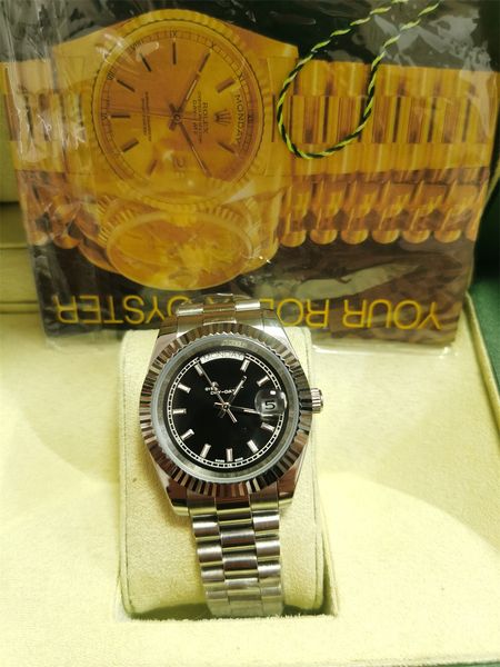 

with original box luxury fashion watches 8k yellow black diamond dial & bezel 18038 automatic mens men's watch 20288, Slivery;brown