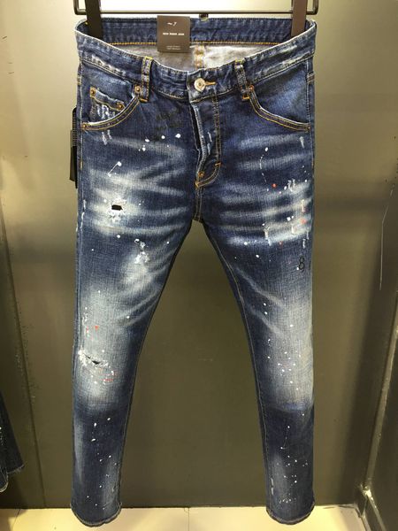 

designer jeans skinny ripped patches blue washed denim slim fit jeans distressed trousers men classic five pockets