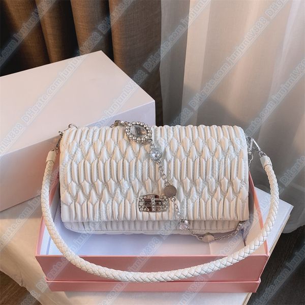 

chain inlaid with crystal shoulder bags soft sheep leather handbags luxury designewallet womens cross body bag tote evening bags purse