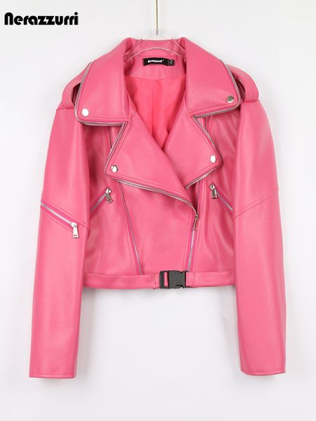 

women's leather faux leather women s jackets nerazzurri spring autumn colored green black short leather biker jacket women zipper cool