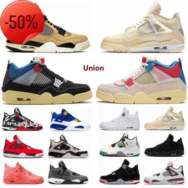 

2021 4 4s union noir guava ice jumpman mens shoes sail neon metallic purple basketball sneakers black cat bred fire red trainers