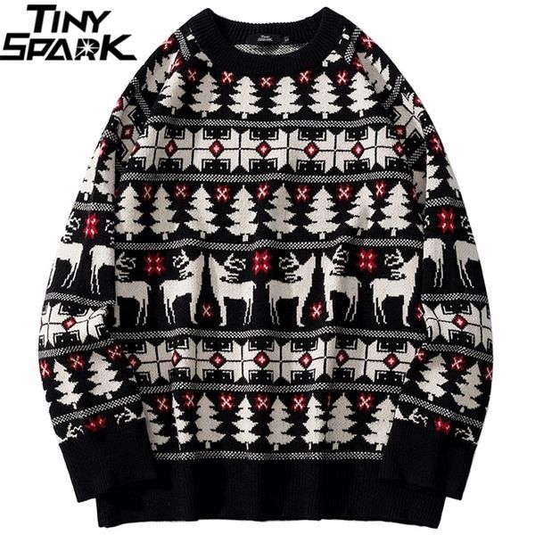

men's sweaters christmas sweater men streetwear knitted sweater hip hop retro pullover autumn cotton casual sweater christmas graphic 2, White;black