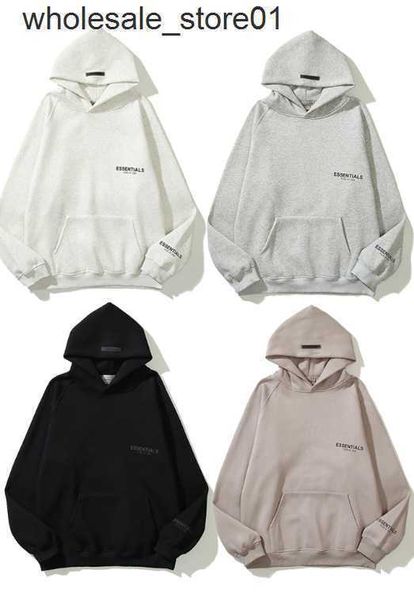 

men's designer hoodies sweatshirts essential hooded plush chest streetwear letter reflective sign men's women's lovers', Black