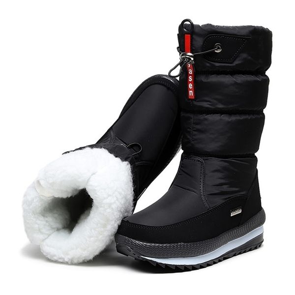 

boots women snow platform winter thick plush waterproof non-slip fashion shoes warm fur botas mujer 220928, Black