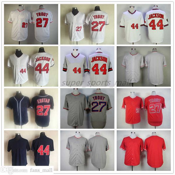 

man women youth mitchell and ness baseball jersey vintage 44 reggie jackson 27 erstad throwback 29 rod carew 30 nolan ryan jerseys 1973, Blue;black