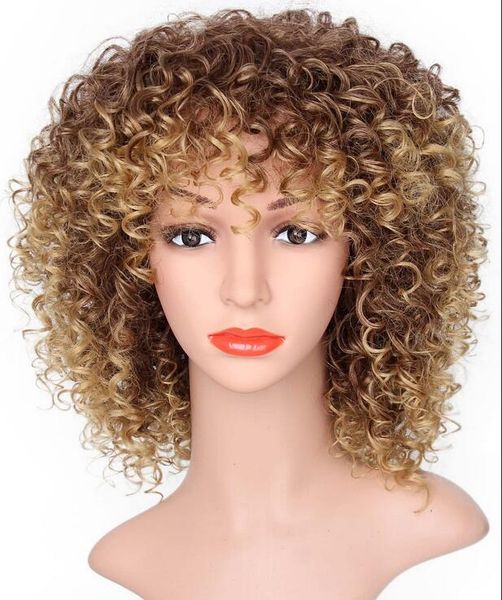 

revivi short afro kinky curly wigs for black women mixed blonde brown synthetic