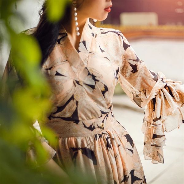 

fashion summer womans romantic floral gorgeous chiffon dress elegant female long classy socialite ruffles maxi dresses, Black;gray