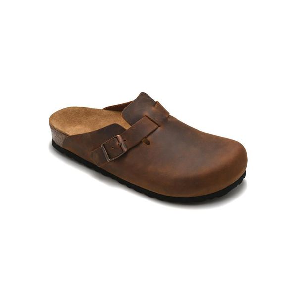 

-boston new leather bag head pull cork slippers female male summer anti-skid slipper lazy shoes lovers beach, Black
