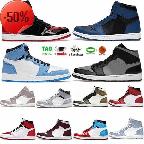 

high og 1 basketball shoes 1s patent bred dark marina blue shadow red smoke grey anthracite university blue mocha men sports sneakers women