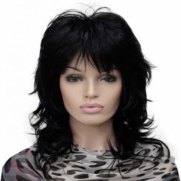 

lydell long soft shaggy layered darkest brown wig classic wig, Black