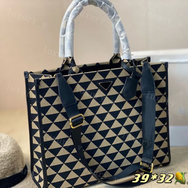 

designer bags ladies handbags symbole embroidered fabric tote bag triangle pattern women totes classic crossbody galleria series wallets