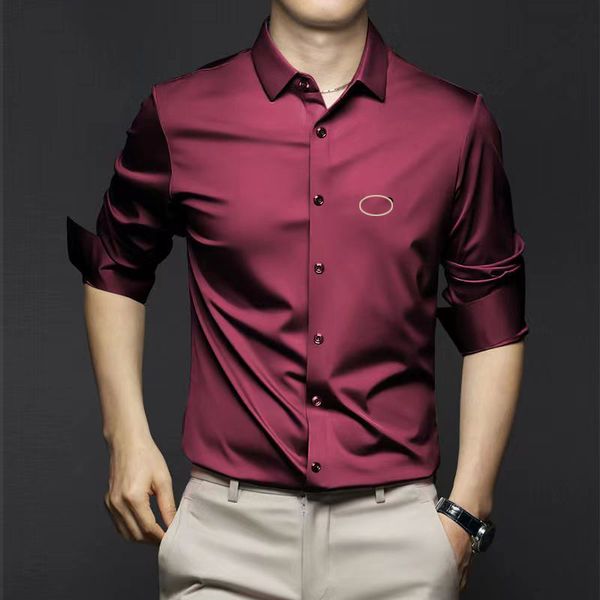 

casual mens shirts designer polos long sleeve autumn spring man shirt breathable ice silk y2aj, White;black