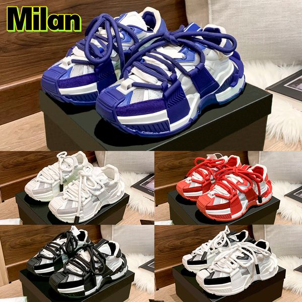 

2022 new italy platform casual shoes mixed-material space sneakers triple white black red royal blue milan outdoor women sports trainers des