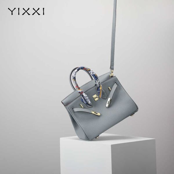 

designers handbags herme birkin designer bags yixxi high grade real leather linen blue head women's large capacity handbag ayw