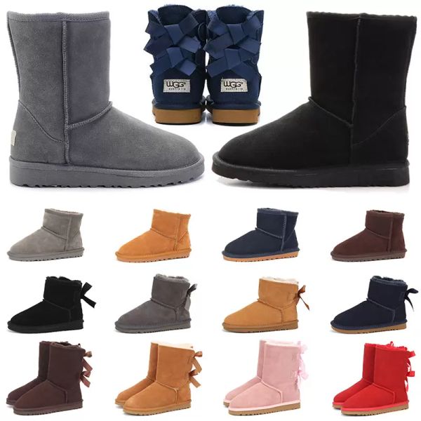 

women designer snow boots triple black chestnut pink navy grey fashion classic ankle short boot womens ladies girls booties winter shoes 35-