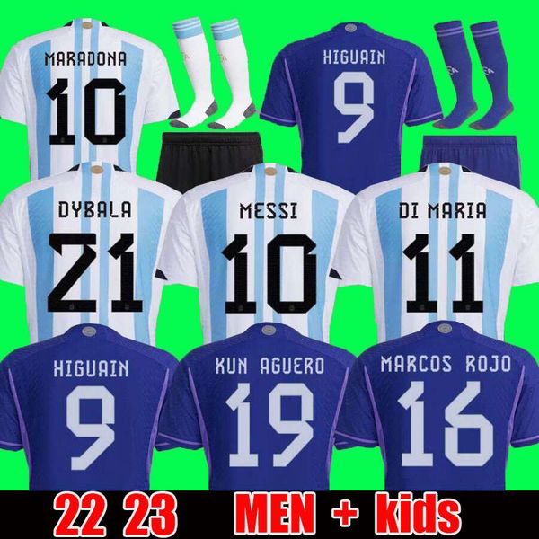 

2022-23 world cup player fans soccer jersey finalissima special di maria football shirts dybala lo celso maradona men and kids kit national, Black;yellow