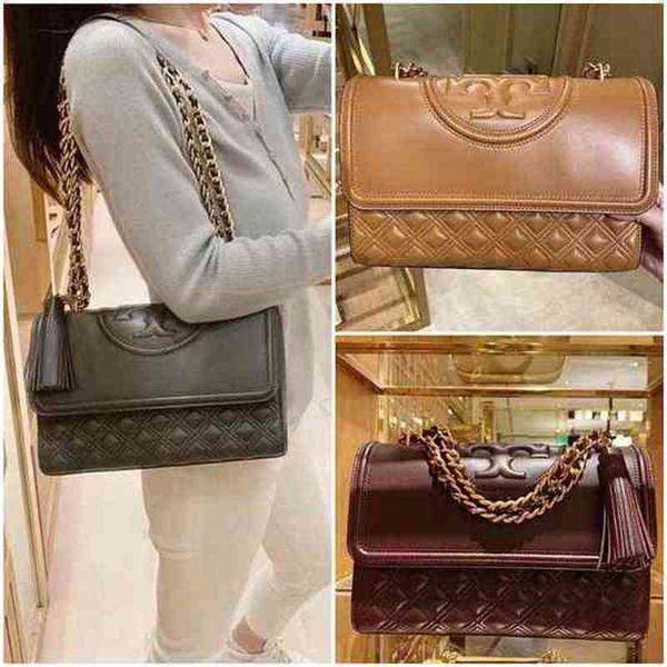 

tory shoulder designer bags luxury brand fashion simple square tassel bag women's real leather chain phone handbags zhouzhoubao123 amyj