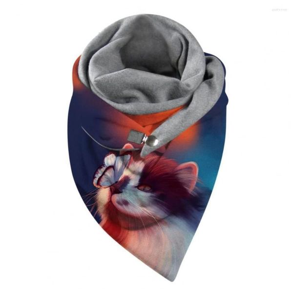 

scarves ladies neckerchief buckle warm coldproof double layer patchwork neck scarf, Blue;gray