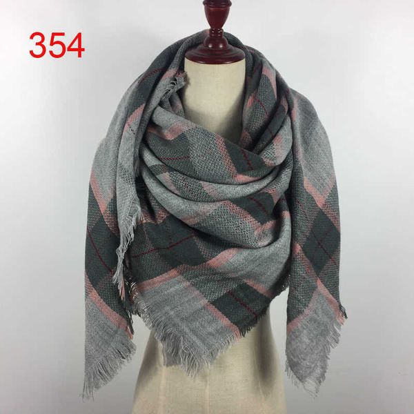 

scarves 140x140cm winter acrylic cashmere tartan plaid scarf brand blanket shawl designer pashmina wrap stole for lady women girl g220927, Blue;gray