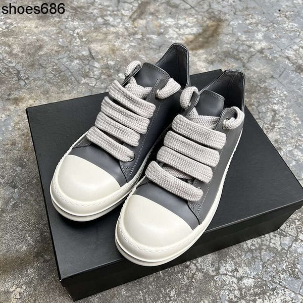 

roller shoes round owens grey men's shoes 2022 low mountains white original leather ro large jumbo lace up thick sole women luxury blac