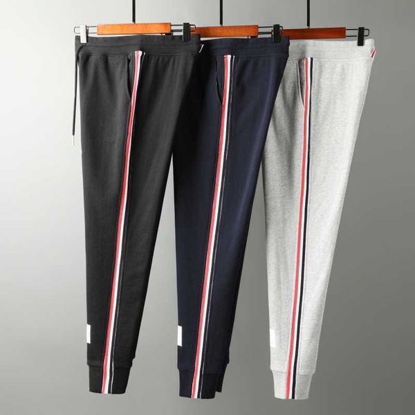 

fashion tb thom brand sweatpants men women cotton casual striped sports trousers spring autumn tracksuit bottoms track pants, White;black