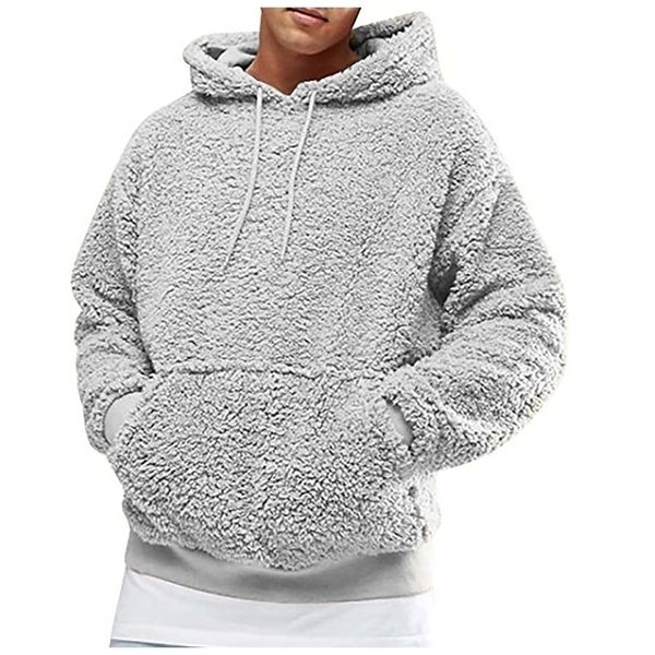 

mens hoodies sweatshirts uk men fashion warm fluffy hoodie pullover fleece sweatshirt casual hooded solid coat jumper autumn winter 220928, Black