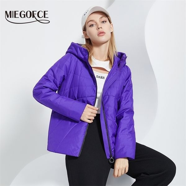 

women's down parkas miegofce spring autumn comfortable short women jacket hooded design female parka windproof warm cotton clothes coat, Black