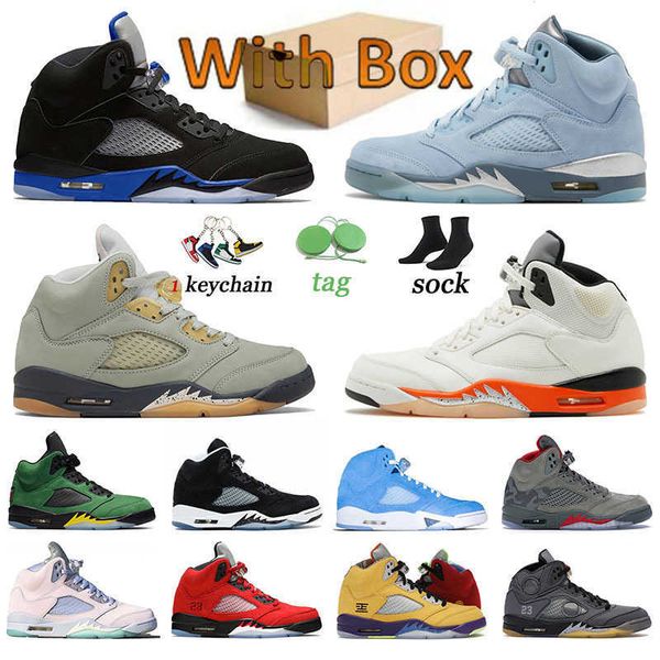 

big size us 13 jumpman 5 men trainers basketball shoes sports jade horizon oreo easter camo racer blue fire red paris shattered backboard jo, Black