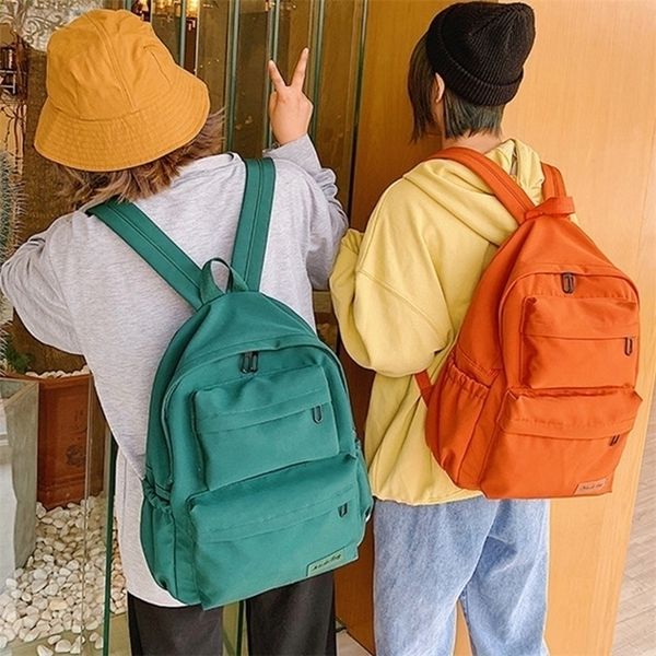 

school bags waterproof nylon women backpack solid color casual for teenagers large capacity ladies schoolbag 220926